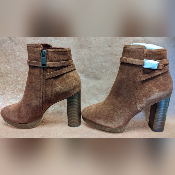 Joie Chestnut Brown Suede Ankle Boot with Block Heel - Picture 5 of 12